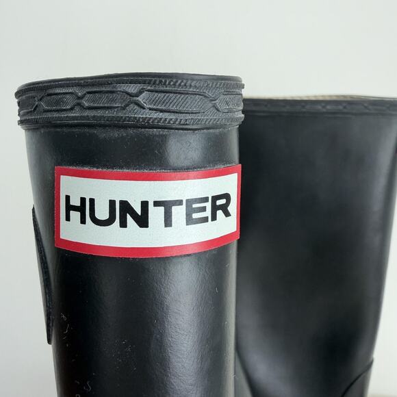 Hunter Original Tall Boots Womens 8 Black Matte Rain Waterproof Rubber Buckle 39 - Picture 5 of 11